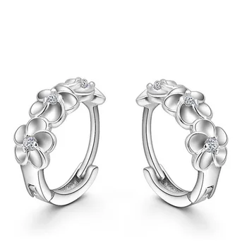 

New Arrival Women Fashion Flower Hoop Earrings 925 Sterling Silver Wedding/Engagements Jewelry Wholesale