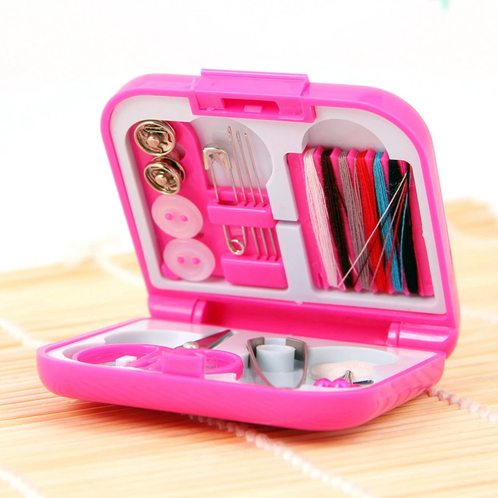 

Random Color Portable Home Travel Plastic Sewing Kits Sewing Needles Threads Box Set Storage Box Sewing Tools