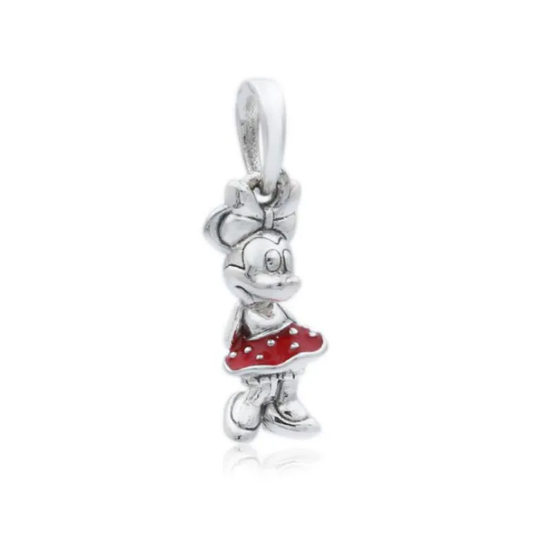 

New 925 Sterling silver beads accessories minnie enamel polka dot skirt hanging Fits Pandora Charm Bracelets DIY Jewelry making