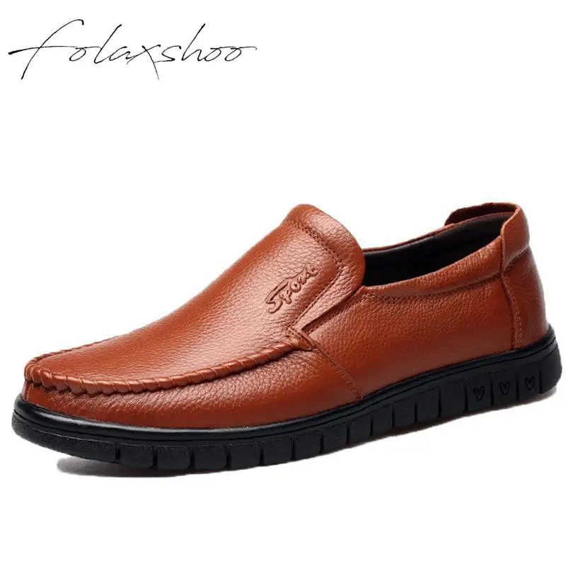 

Folaxshoo Cow Leather Rubber Slip-on Loafers Mens Shoes Casual Breathable Leather Loafers Casual Suede Driver Men Shoes 47