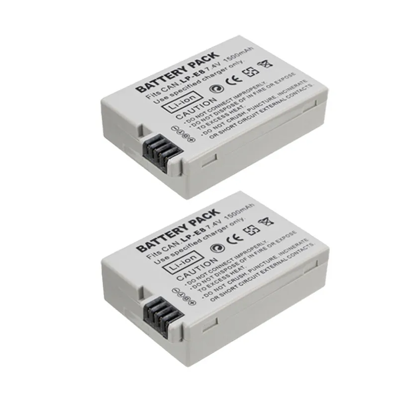 2x1500 mah lp-e8 lp e8 lpe8  -   canon eos 550d 600d 650d 700d  x4 x5 x6i x7i rebel t2i t3i t4i t5i