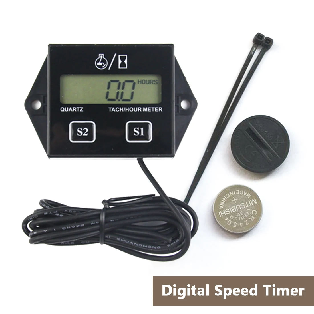 Digital Engine Tach Hour Meter Tachometer Gauge Inductive Display For