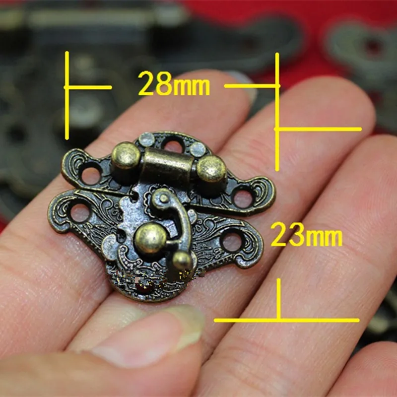Furniture Hardware Toggle Latches Jewelry Box Hasps Decorative Latches Buckle Clamp 2Pcs Special Small Box Packing Buckle Antique Wooden Gift Box Lock Alloy Buckle Latch Hook Locks,23*28mm