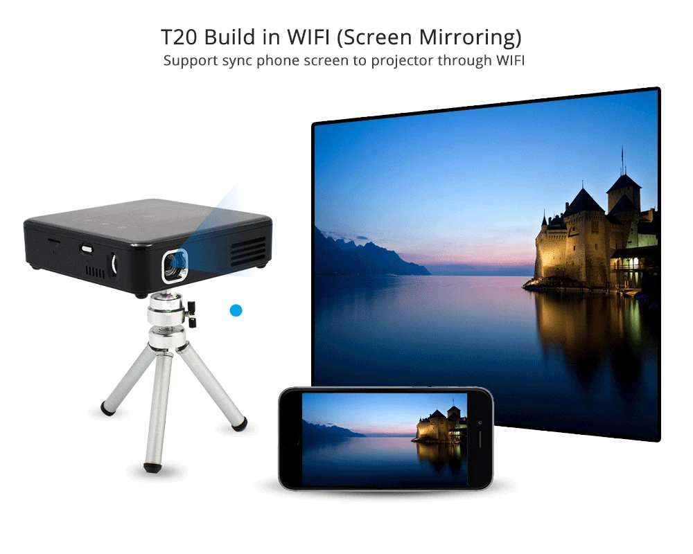ThundeaL T20 DLP проектор Android 7,1 мини светодиодный проектор wifi Bluetooth 2 K 4 K 3D Портативный DLP-100 аккумулятор видеопроектора дома Театр