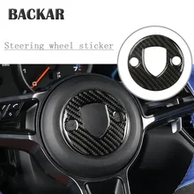 Задний автомобиль Стайлинг Руль Центр Наклейка из углеродного волокна украшение для Porsche Macan аксессуары