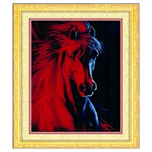 Needlework, DIY DMC Cross Stitch , Counted Embroidery Kits, 3D Red horse Pattern Cross-Stitching In Stock Hot Sale mnls diy dmc 3d cross stitching 0088