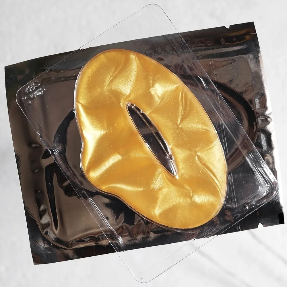 10pcs/lot Gold Powder Crystal Collagen Gel Lip Mask Moisturizing Plump Anti Aging Anti Wrinkles Exfoliating Lip Film Patch