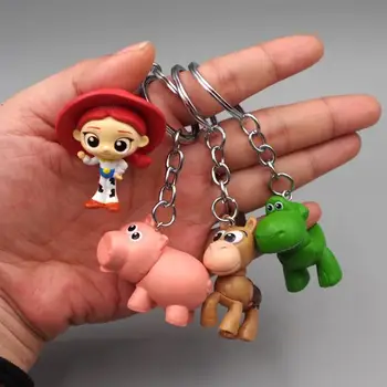

Hot Sale Movie Toy Story 4pcs/set Jessie Woody Buzz Lightyear Horse PVC Action Figure Keychain Doll Toys for Children Gift