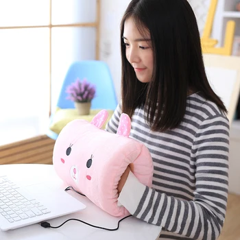 

hot sales Animals Stuffed Plush Cute cartoon winter soft USB Rechargeable Heaters Hand warm Warmer Pillows Cushion