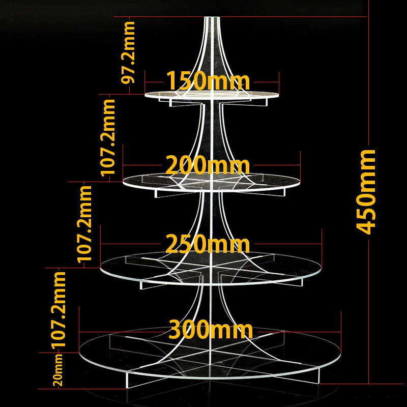 4 слоя прозрачная подставка для торта дисплей День рождения подставка для свадебного торта Подставки для кексов кухонные инструменты для украшения торта