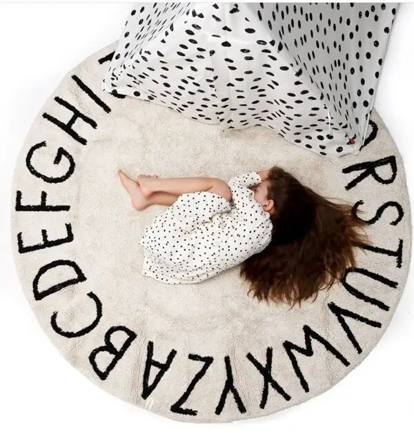 150 см скандинавский 26 букв круглый коврик детский игровой коврик, коврик для напольного коврик Детская комната мягкая
