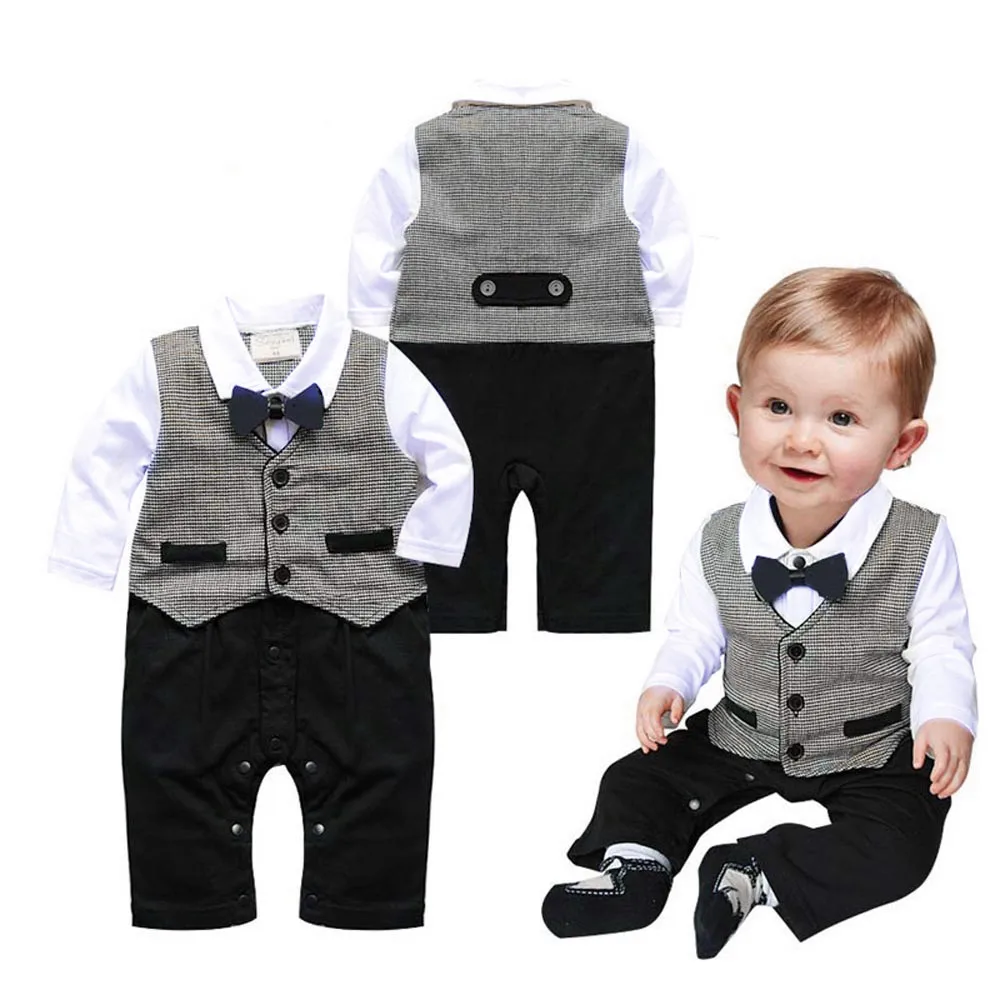

MUQGEW baby clothes boy winter Toddler Baby Boy Long sleeves Plaid Vest Tie Outfits Kid Clothes Romper Jumpsuit vestiti bimba#y2