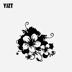 YJZT 17,2 см * 17,4 см оригинальность виниловая наклейка на машину наклейка Гибискус Hibiscus растет в сорняки черный/серебристый C23-0397