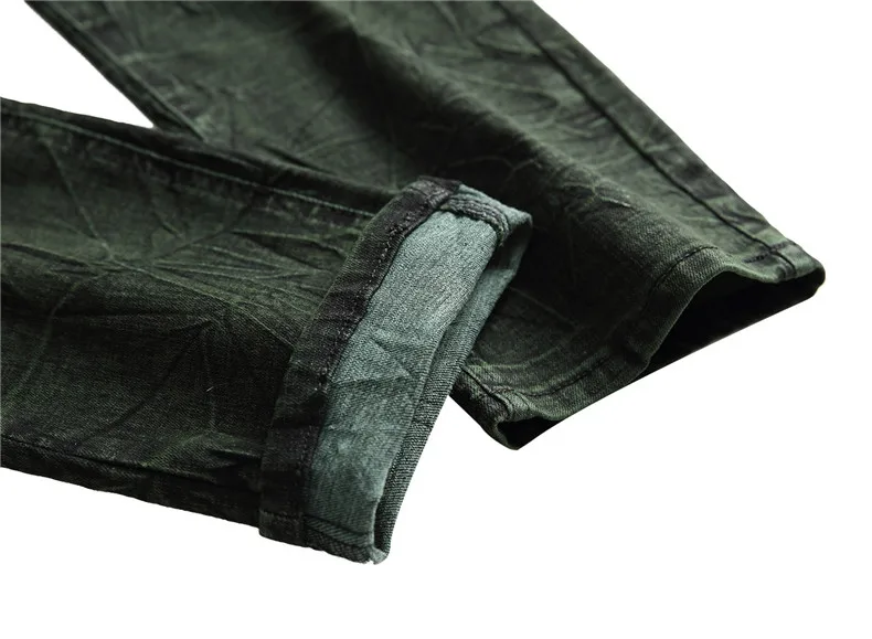 Мужские джинсы Зеленые В Стиле Хип-хоп джинсы для байкеров, потертые снежинки, облегающие джинсовые штаны эластичная уличная одежда, 6671