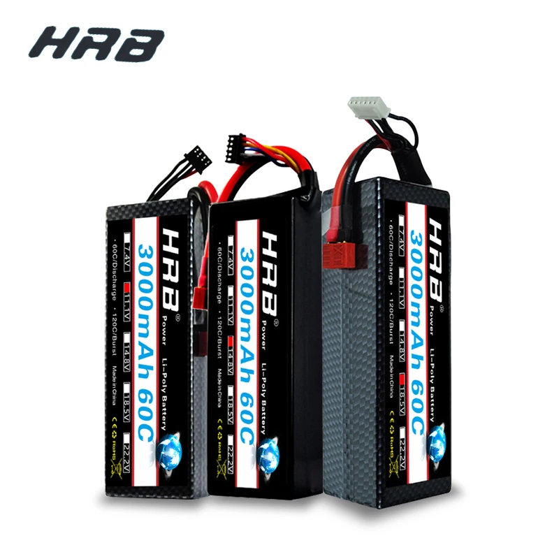 HRB 3000mAh Lipo 2S 7,4 V 3S 11,1 V 4S 14,8 V 5S аккумулятор 18,5 V 60C 120C XT60 Жесткий Чехол для радиоуправляемого автомобиля квадрокоптера вертолета самолета