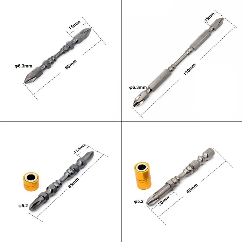 1/4 двойная головка электрический набор крестообразных отверток Phillips отвертка твердость Магнитная 65 мм 110 мм крестовая головка отвертка бит ручной инструмент
