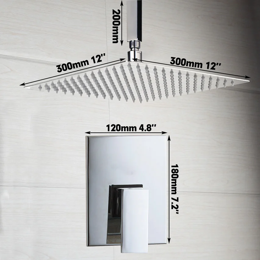 KEMAIDI, для ванной комнаты, потолочное крепление, ультра-тонкая насадка для душа и регулирующий клапан, настенный смеситель для горячей и холодной воды, смесители, душевые наборы - Цвет: 12Inch