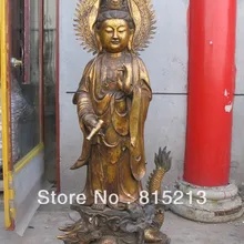 Bi00110 4" Огромный Китайский Бронзовый южно-Китайском море гуаньинь верхом на дракона Гуань инь статуя