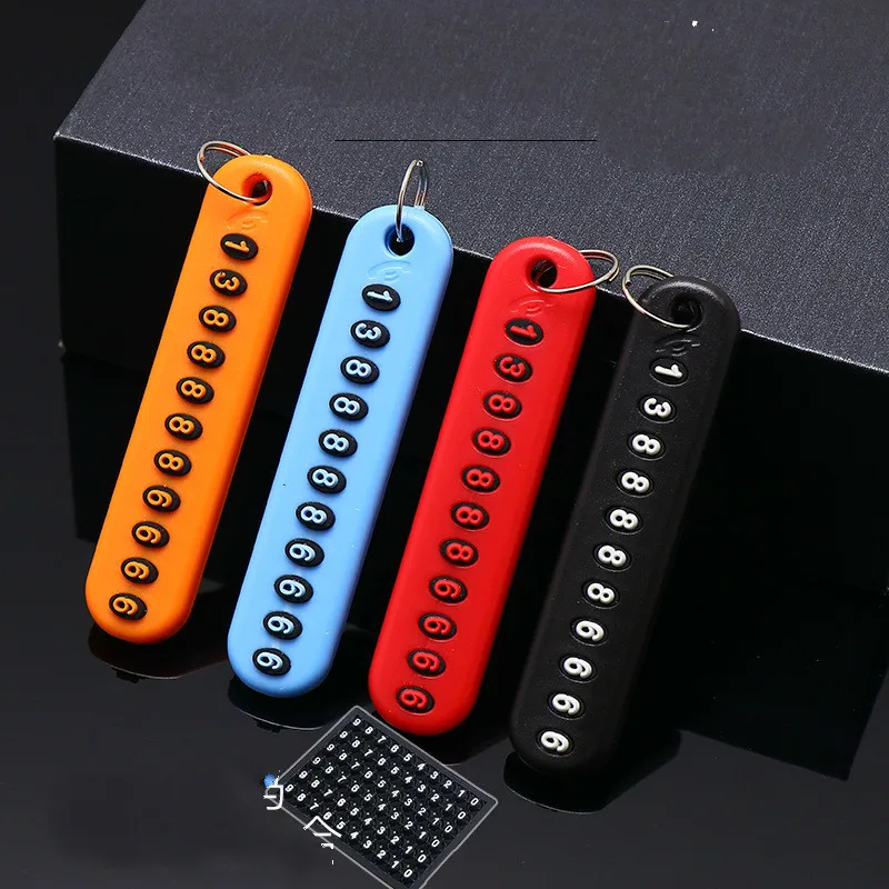 

Anti-lost Phone Number Plate Car Keychain Pendant Auto Vehicle Phone Number Card Keyring Key Chain Car Interior Decoration