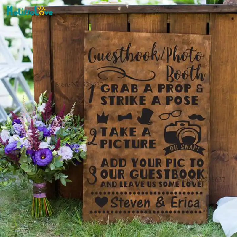 Guest Book Photo Booth Customized Name Cute Design Wedding