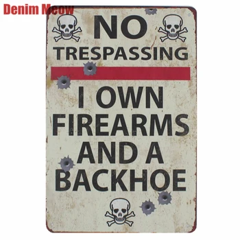 

No Trespassing Shabby Chic Metal Signs Bar Club Home Decor Wall ART Poster Plaque Decorative Plates Friend's Gift Firearms N164