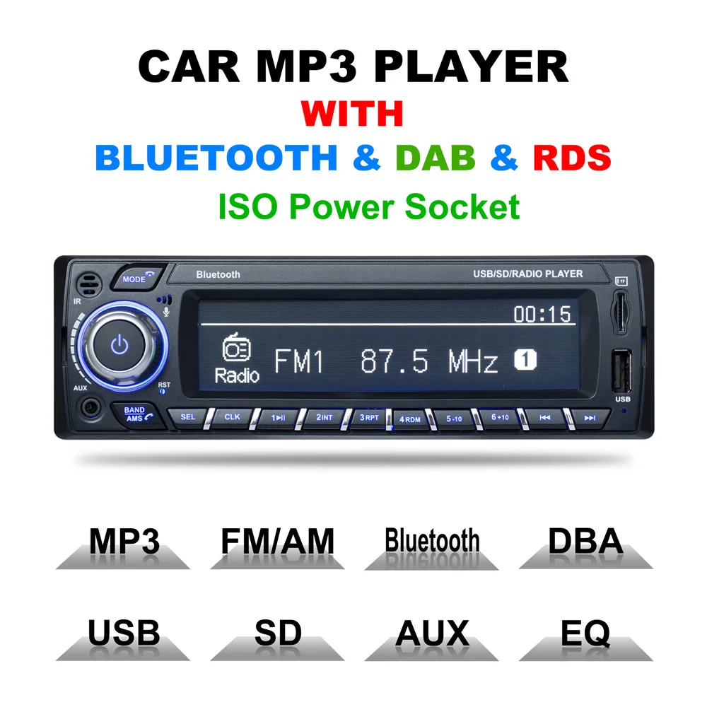 Поддержка DAB RDS радио Автомобильное мобильное приложение Авторадио 1 Din Bluetooth SD MP3 плеер Радио Estereo Poste Para Авто аудио стерео Карро