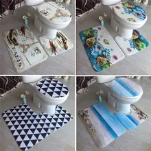 Zero B7727 дропшиппинг новая ванная комната Нескользящая синяя океан Стиль стойка для тряпок+ крышка унитаза+ коврик для ванной