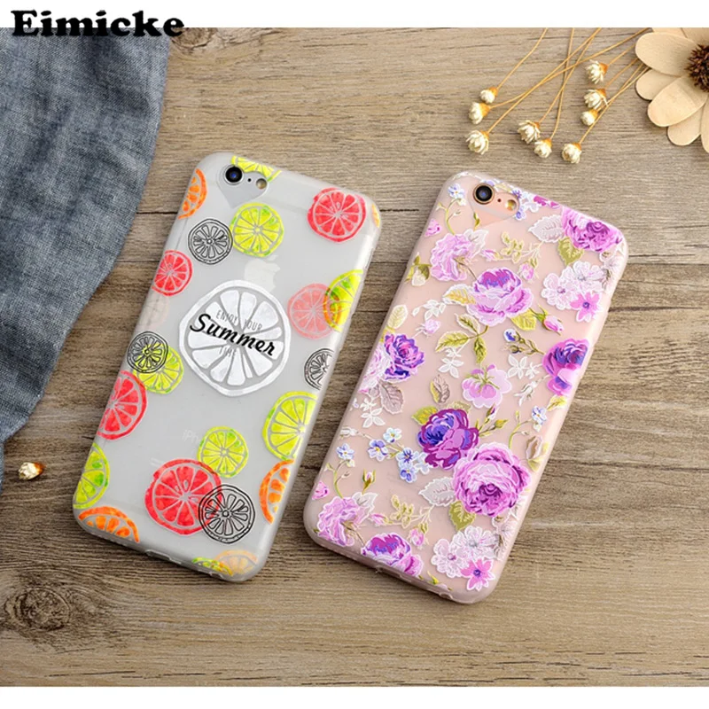 Embossed phone cases for iPhone 6 6s plus funfas Girl case Lemon
