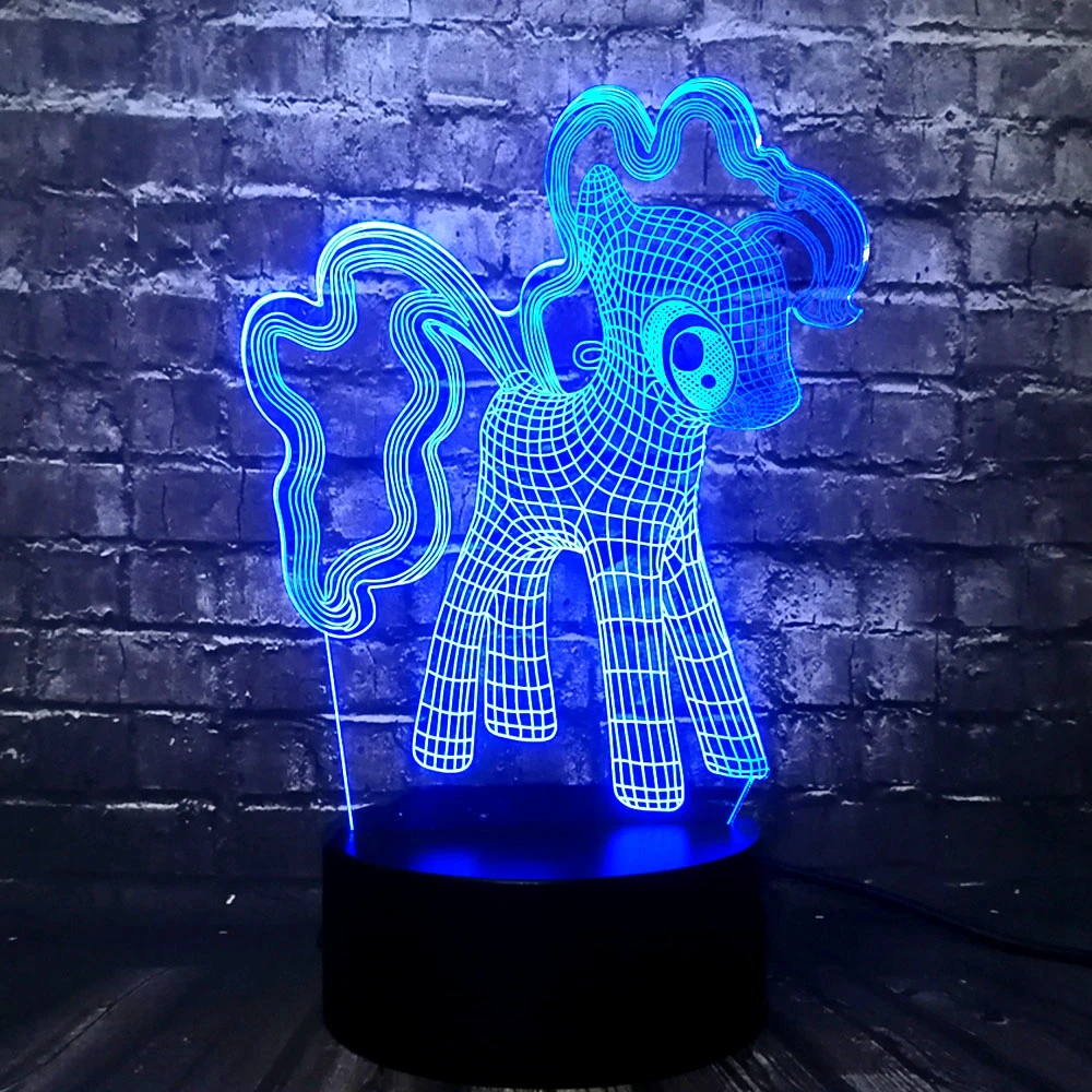 Новый милый пони девочка Единорог 3D милая Ночная лампа светодиодный USB