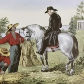 Washington at Mount Vernon  Currier & Ives (1834-1907 American) Poster Print (18 x 24)
