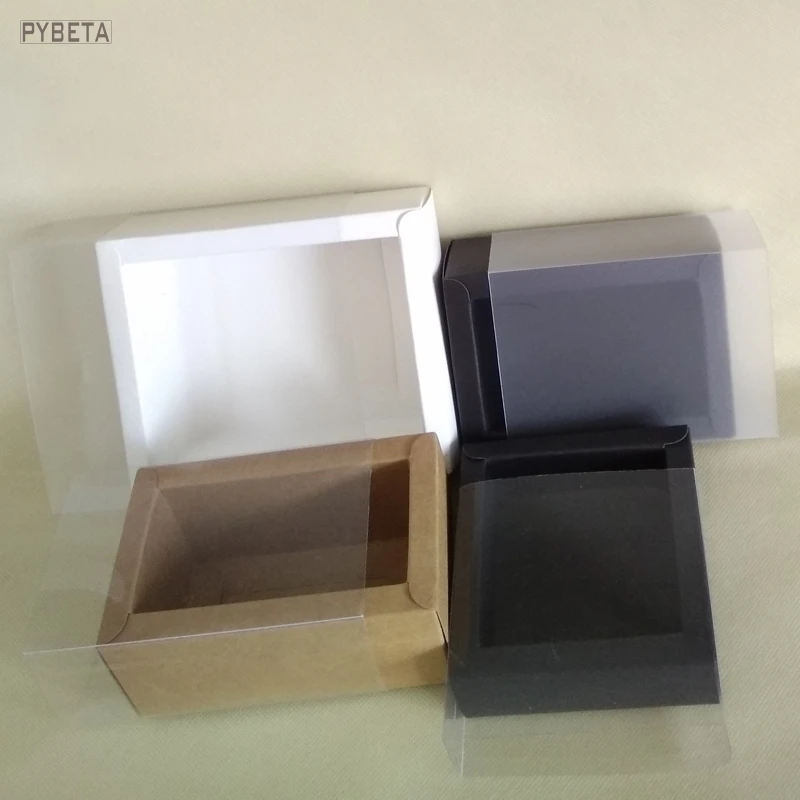 

20pcs Clear Sleeve Paper Drawer Boxes Frosted PVC Cover Handmade Soap Craft Jewel Box for Wedding Party Gift Packaging