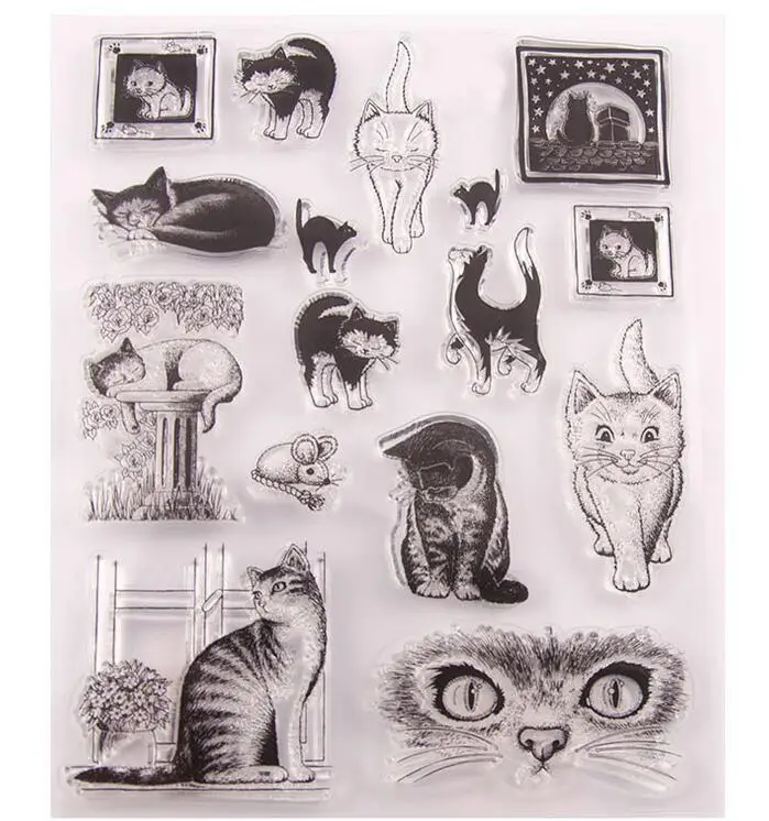 Transparent Seal for DIY Clear Silicone Stamps Scrapbooking Making lovely cat PVC Rubber | Канцтовары для офиса и дома