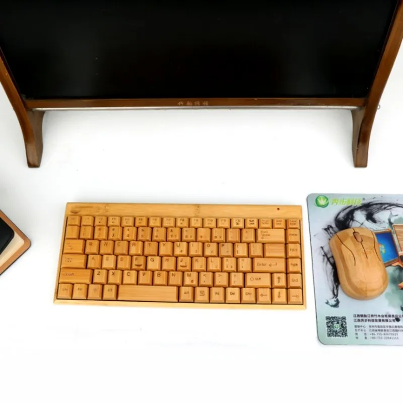 Conjunto de Combinação sem Fio do Rato do Teclado de Bambu para o Computador Naturais do Natal da Novidade do Teclado dos Ratos para Computador Portátil Escritório Usb Plug And Play Presentes o b - Imagem 6
