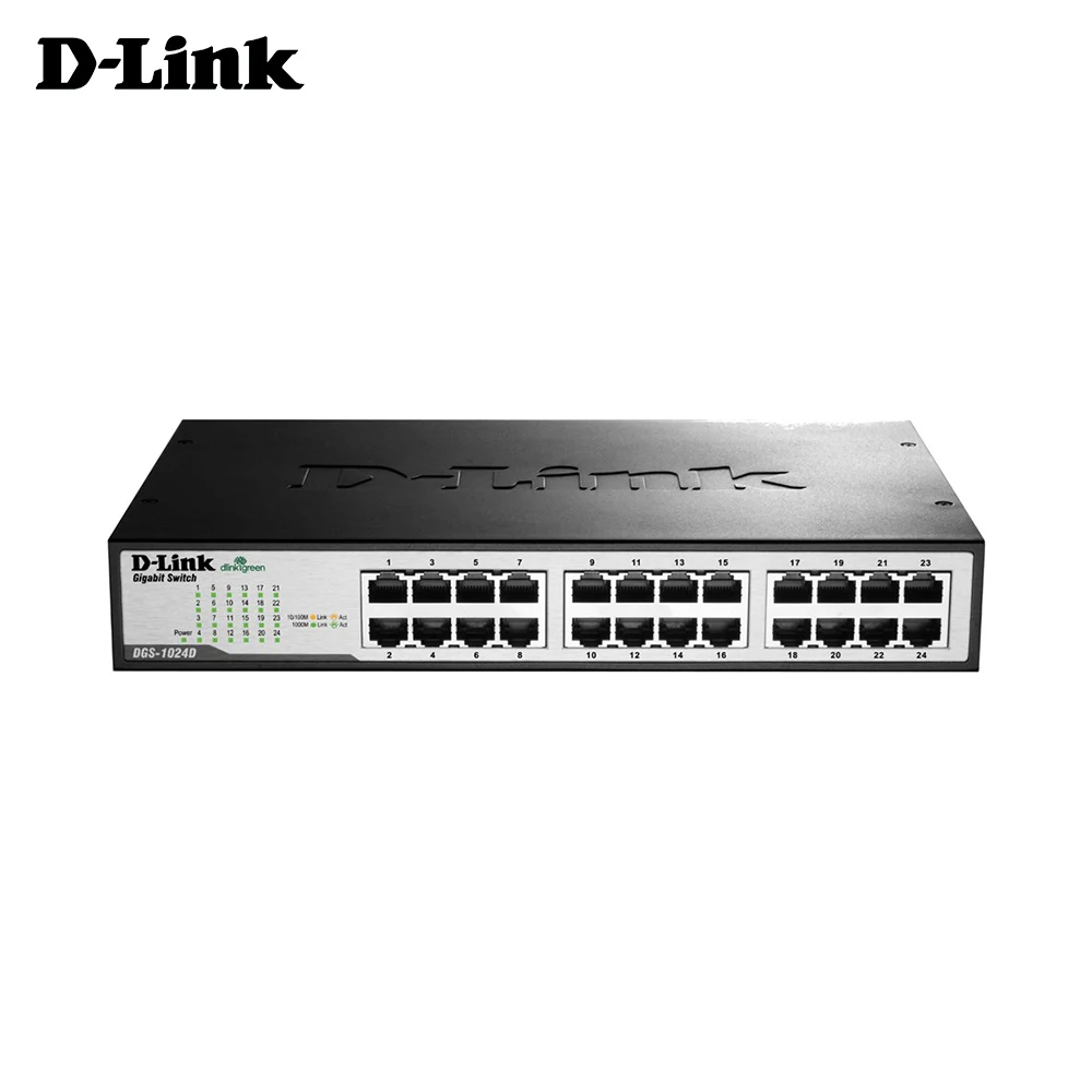 

Conmutadores de red D-Link DGS-1024D 24 p 10 / 100 / 1000 Mbps 24-Port Gigabit Unmanaged Desktop/Rackmount Switch Color Negro
