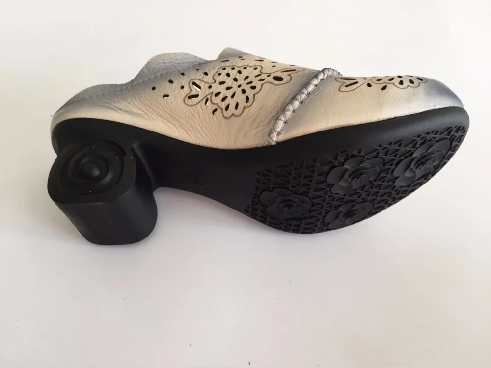 Hot selling,New 2017 Spring/Summer,Women ethnic style genuine leather slippers,Thick heel middle high hollow flower slippers Hot selling,New 2017 Spring/Summer,Women ethnic style genuine leather slippers,Thick heel middle high hollow flower slippers