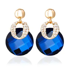 Роскошные 3ct AAA Синий в виде капли воды Кристалл серьги для женщин мода свинец и никель бесплатно золотой цвет Brinco Свадебные украшения