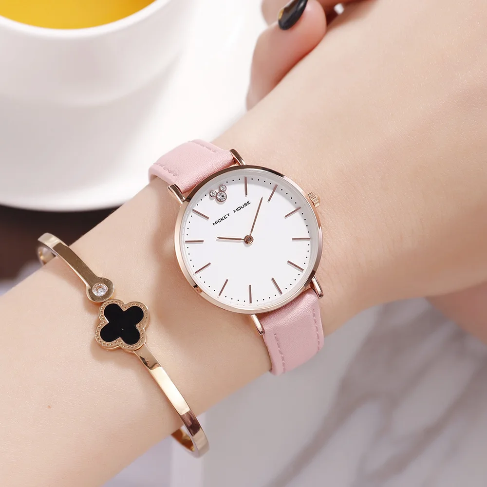 

Disney brand women wristwatch leather quartz girl clocks waterproof fashion ladies wristwatch female watch