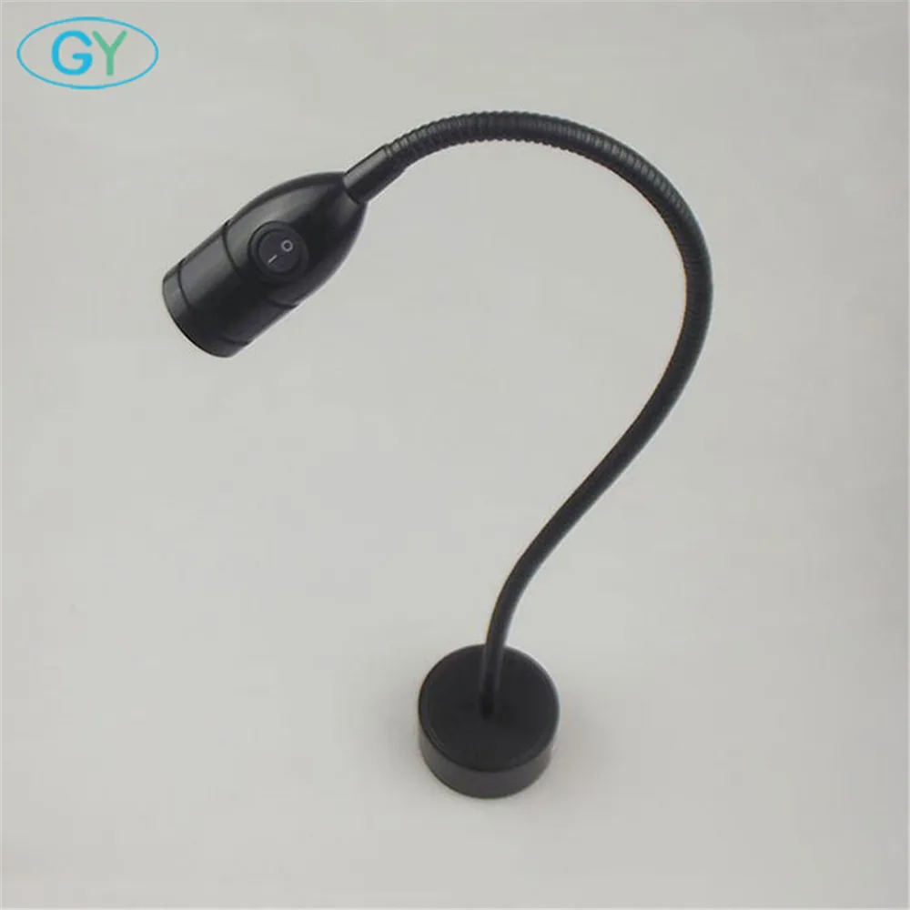 black Flexible Hose 3W LED Modern Wall Lamp with switch led Lamp Bedside Reading Light Study Painting Wall Lighting