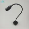 black Flexible Hose 3W LED Modern Wall Lamp with switch led  Lamp Bedside Reading Light Study Painting Wall Lighting 3