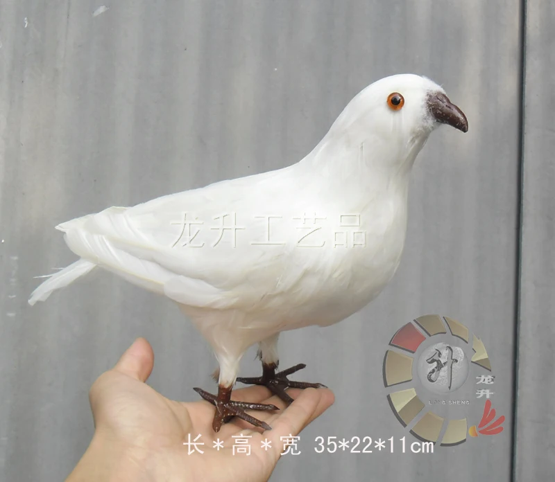 

cute simulation white pigeons toy polyethylene & furs standing dove doll gift about 35x11x22cm 1712