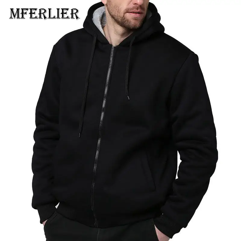 MFERLIER, плюс размер, Осень-зима, флисовая толстовка, мужская, 5XL, 6XL, 7XL, 8XL, обхват груди 154 см, повседневная, большой размер, толстовки, 4 цвета - Цвет: Black