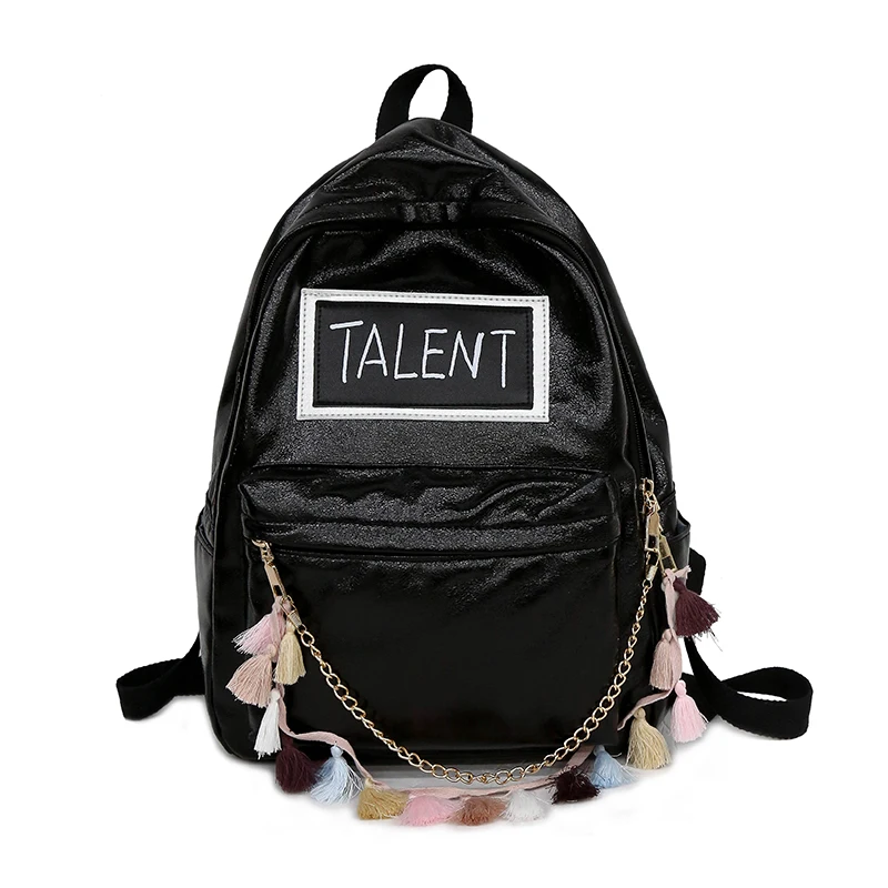 

Laser Tassel Backpack Fresh Mini Travel Bags Blue Pink Laser Backpack Women Girls Bag School Bags for Teenage Girls Shiny black
