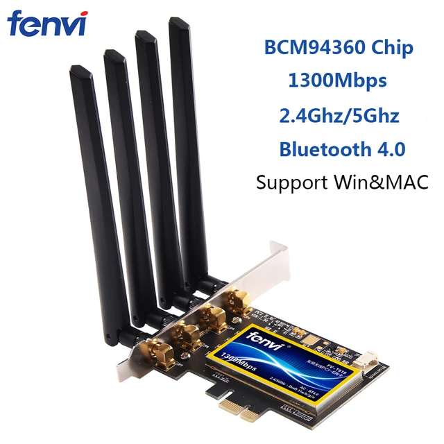 Fenvi Dual Band 1300Mbps PCI Express Desktop Wireless Adapter Broadcom BCM94360 Wifi Card 802 ...