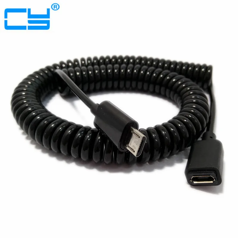 

Free Shipping 250cm.2.5m Spring retractable wire , Micro USB male to female Data transfer cable , microUSB port Extension line