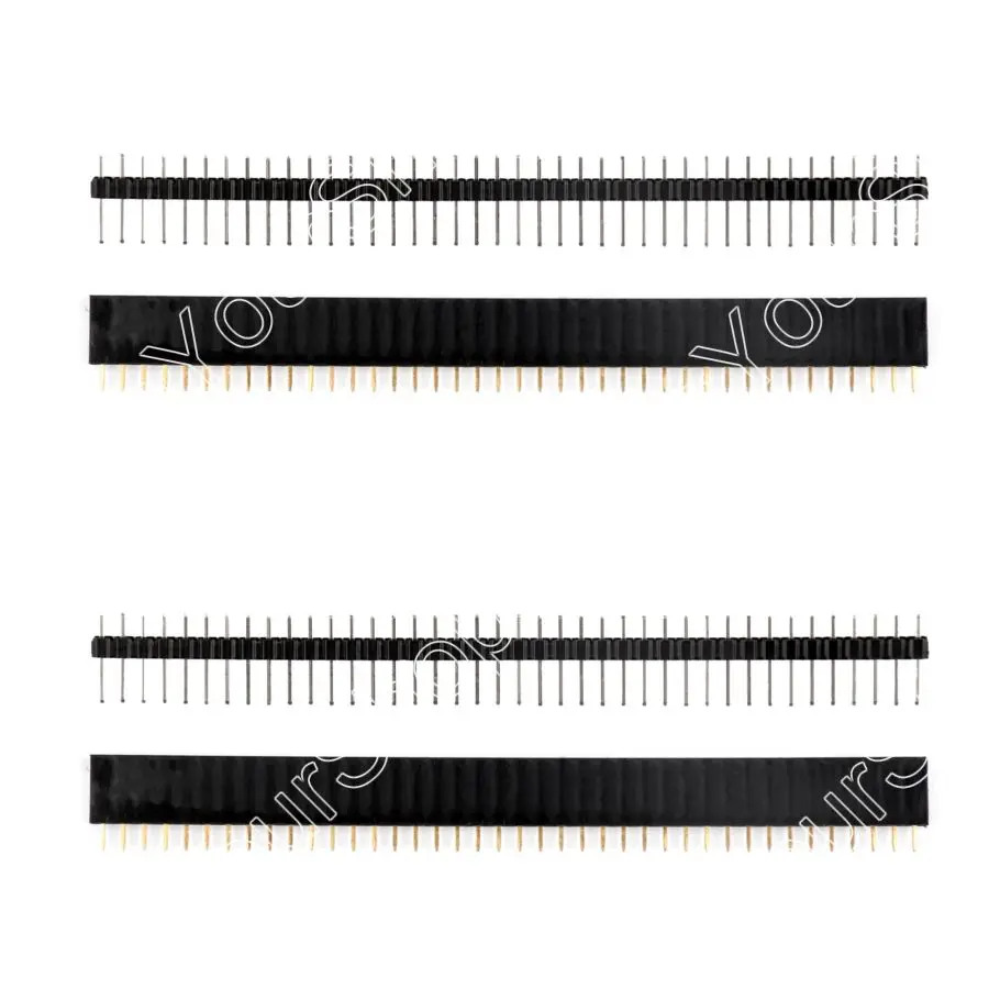 

4Pcs Copper 40Pin 2.54mm Male + 40Pin 2.54mm Single Row Female Socket Pin RoHS
