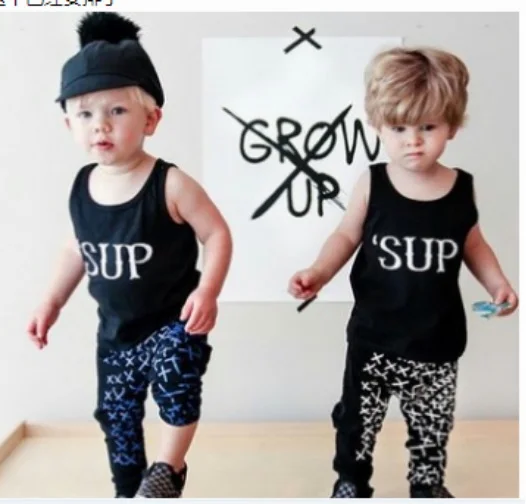 

ST223 2016 new girl cotton clothes with sleeveless clothes shirt + long pants 2 pcs. bebe children's clothing set