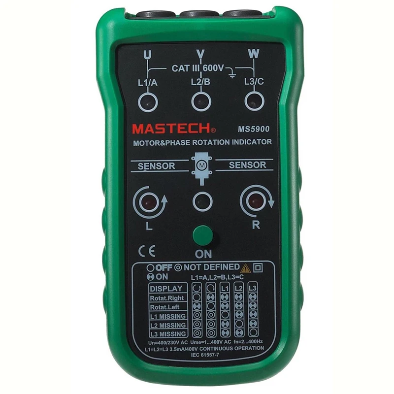 

Mastech MS5900 3 Motor Meter Sequence Tester LED Field Rotation Phase Indicator