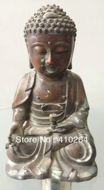 

[Nice Discount ] fast Shipping Chinese Old Wonderful Buddha Meditation Bronze Antique Exquiste Statue