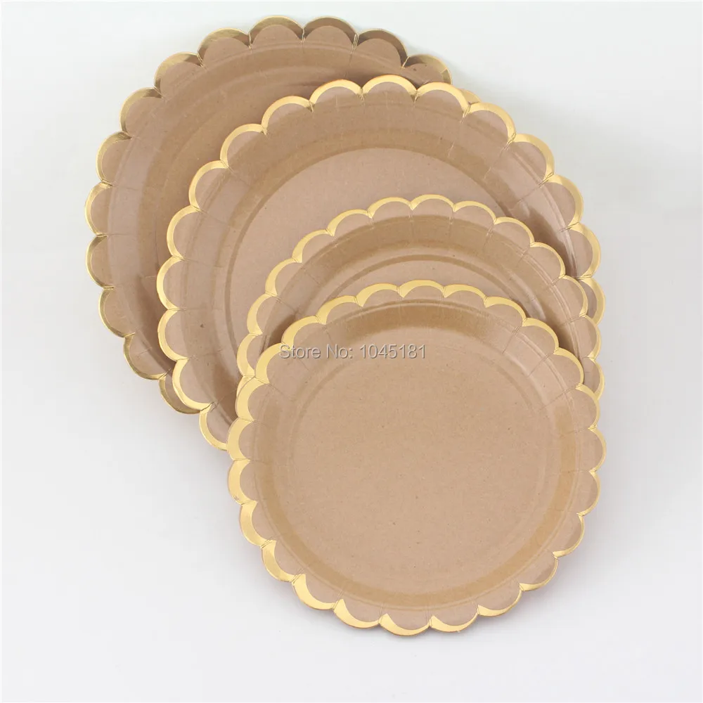 80pcs Kraft Brown Paper Dipsoable Plates Cake Dessert Food Tray Wedding