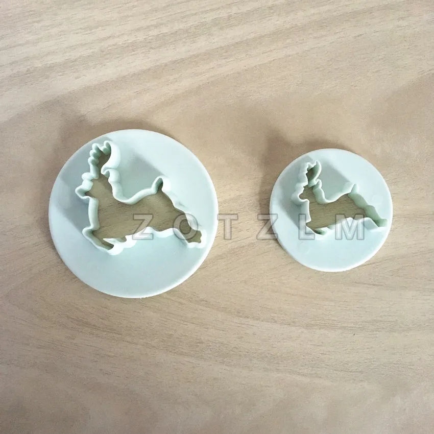 2 pcs/set Christmas Deer Shape Plastic Cookie Cutters Reindeer Bucks Cake Decorating Tools Biscuit Pastry Fondant Mold SLP139 | Дом и сад